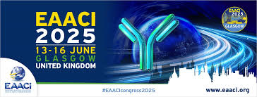 Airmid Healthgroup logo or promotional image for their participation in EAACI Congress 2025 in Glasgow, showcasing their expertise in indoor air quality and allergen testing.