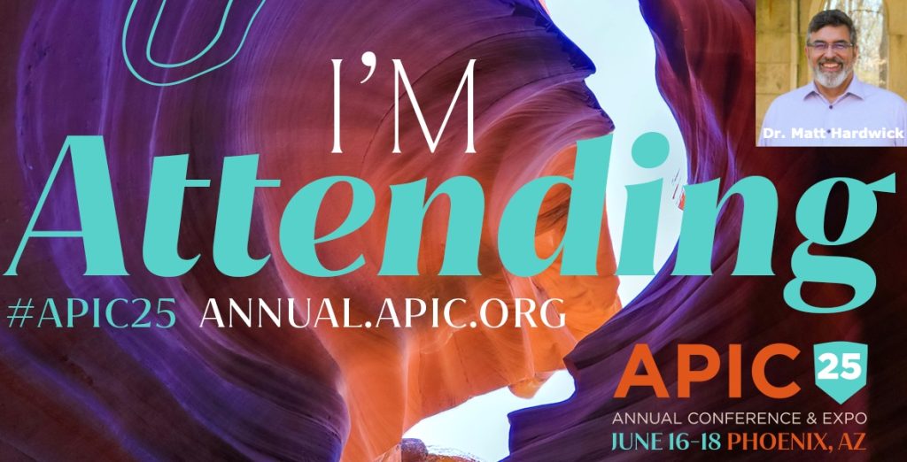 Dr. Matt Hardwick attending APIC 2025 Annual Conference & Expo in Phoenix, Arizona, June 16–18 antimicrobial efficacy testing