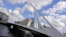 Samuel Beckett Bridge in Dublin, Ireland, symbolizing innovation and connectivity, research and development