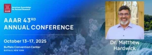 Dr. Matthew Hardwick representing Airmid Healthgroup at the 43rd Annual AAAR Conference, Buffalo Convention Center, October 13–17, 2025