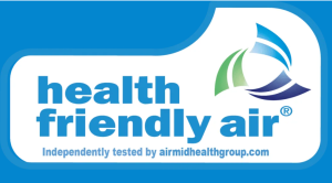 Health Friendly Air® mark by Airmid Healthgroup | Indoor Air Quality Consultancy | Airmid Healthgroup Health Friendly Air® logo – Independently tested indoor air quality service by Airmid Healthgroup