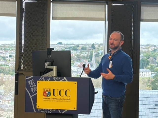 Dr James McGrath speaking on classroom indoor environmental quality | Airmid Healthgroup Dr James McGrath of Maynooth University Department of Physics presenting on indoor environmental quality at the UCC Breathing Better, Learning Better seminar, March 2026.