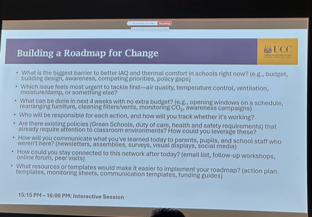 Action planning session: building a roadmap for healthier classrooms | Airmid Healthgroup Building a Roadmap for Change discussion questions from the interactive action planning session at the UCC Breathing Better, Learning Better classroom air quality seminar.