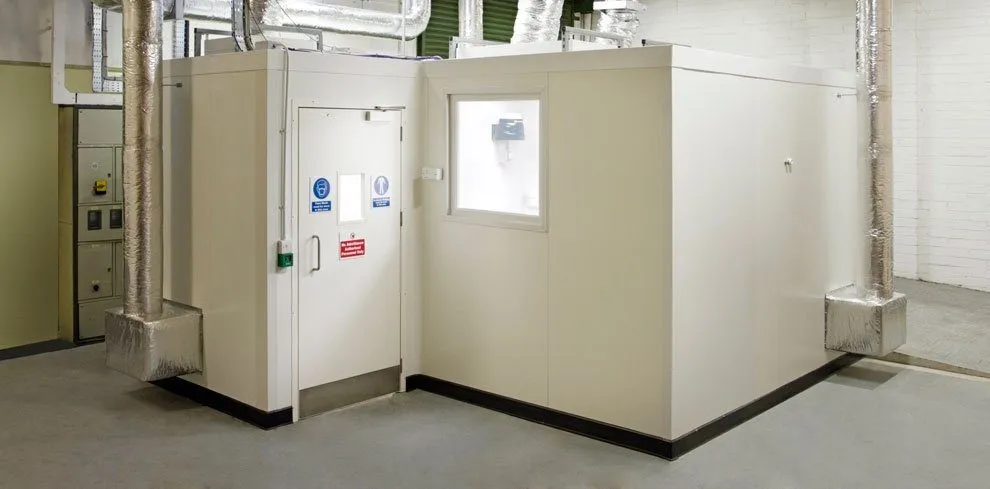 Airmid Healthgroup's 28.5m³ environmental aerobiology test chamber used for nanoparticle removal efficiency and airborne pathogen testing, Dublin
