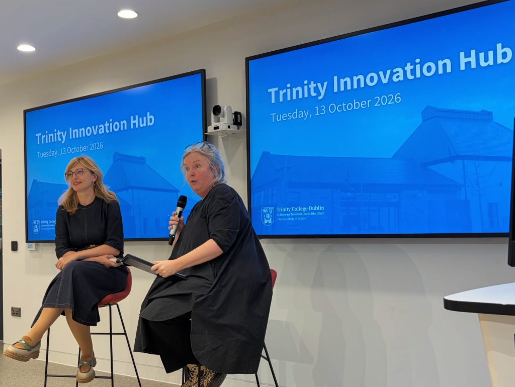 Provost Linda Doyle and Commissioner Ekaterina Zaharieva at Trinity Innovation Hub | Airmid Healthgroup Provost Linda Doyle in a fireside conversation with Commissioner Ekaterina Zaharieva at Trinity Innovation Hub, Dublin