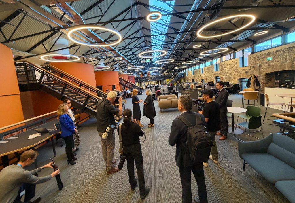Commissioner Ekaterina Zaharieva visits Trinity Innovation Hub | Airmid Healthgroup Commissioner Ekaterina Zaharieva and Provost Linda Doyle in the collaborative workspace at Trinity Innovation Hub, Dublin